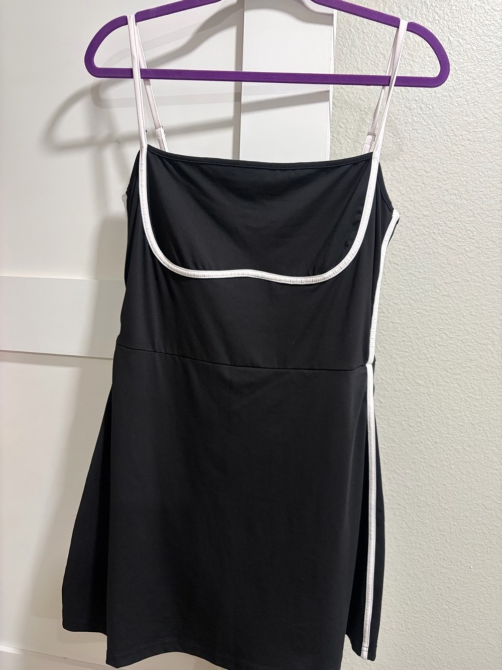 SHEIN Black Mini Dress with White Trim and Spaghetti Straps